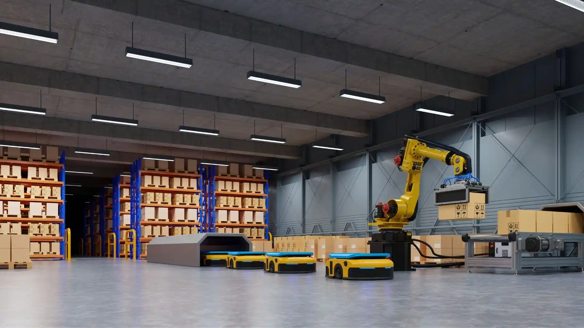 AGV ในคลังสินค้า ระบบขนย้ายสินค้าอัตโนมัติ